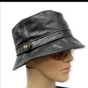 Vintage Coach Leather Bucket Hat in Black